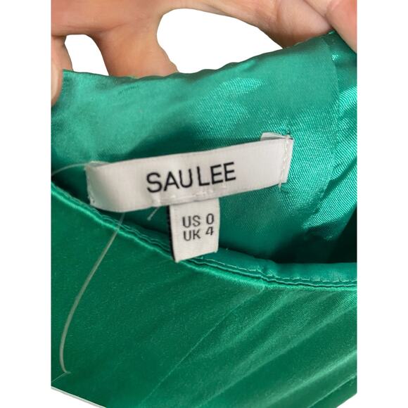 Revolve Sau Lee Porter Backless Gown Halter Slit Maxi Dress Jade Green Size 0 US - Picture 14 of 15